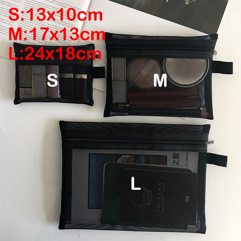 3 pc New Mesh Transparent Cosmetic Bags