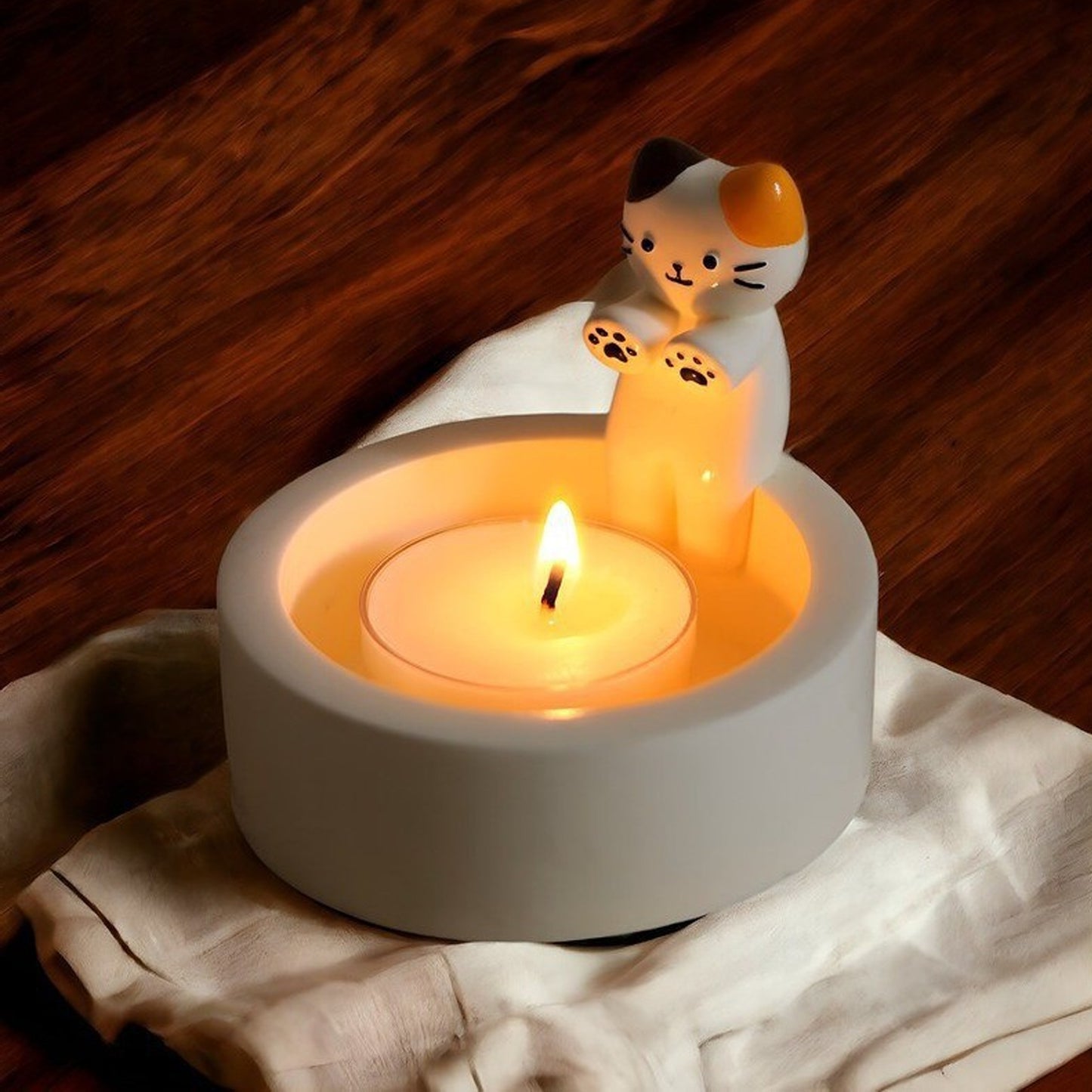 Kitten Candle Holder Cute