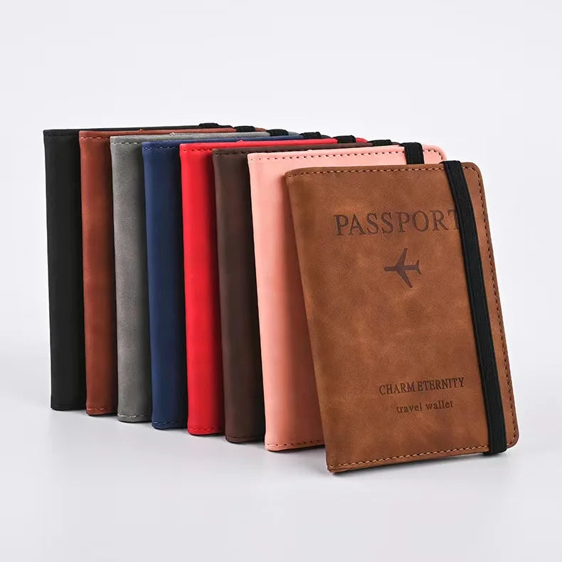 RFID Vintage Affärs Passport Covers Holder Multi-Funktion