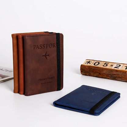 RFID Vintage Affärs Passport Covers Holder Multi-Funktion